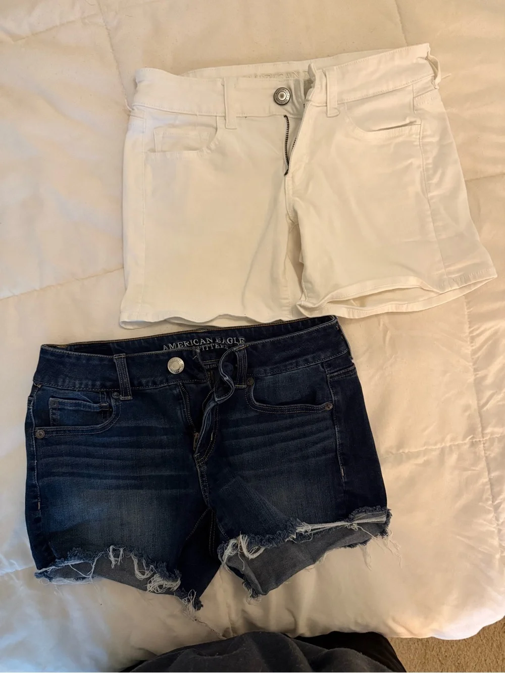 American Eagle Outfitters White and Dark Blue Denim Shorts - 2 Pack